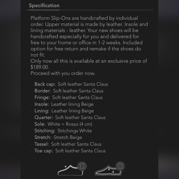 Girotti Platform Slip Ons6873 Soft Leather Santa Claus (Red) Size 42(EUR)/10(US) - Picture 6 of 6